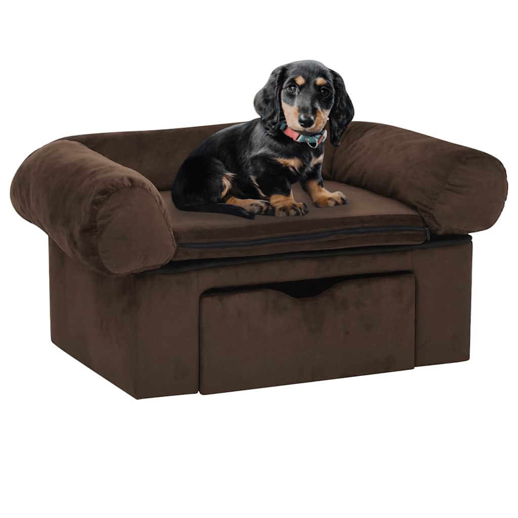 VidaXL Hundebank mit Schublade 75x50x38 cm Plüsch Braun