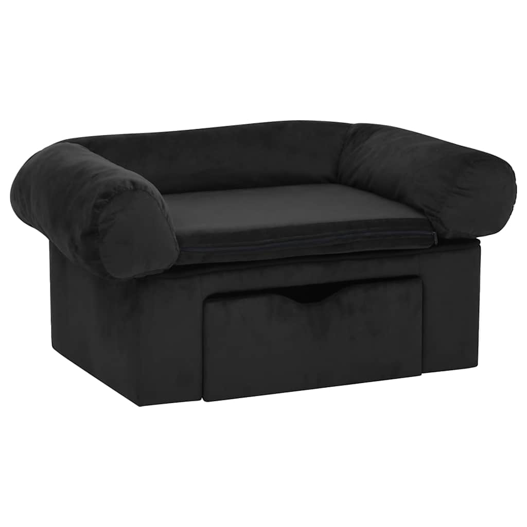 VidaXL Hundebank mit Schublade 75x50x38 cm Plüsch schwarz