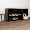 Vidaxl schoenenbank met kussen 104x30x49 cm bewerkt hout zwart