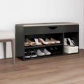 Vidaxl schoenenbank met kussen 104x30x49 cm bewerkt hout grijs
