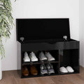 VidaXL Schuhbank mit Kissen 80x30x47 cm Holz Hochglanzschwarz schwarz