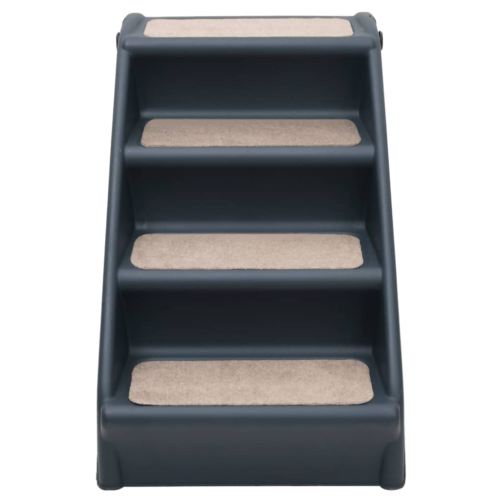 VidaXL Hundetreppe, 4 Stufen, faltbar, dunkelgrau