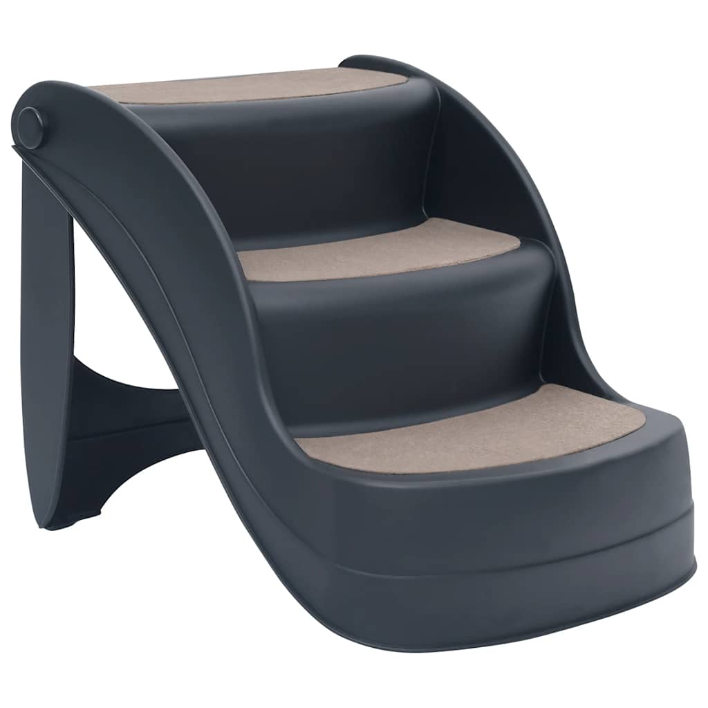 VidaXL Hundetreppe, 3 Stufen, faltbar, dunkelgrau