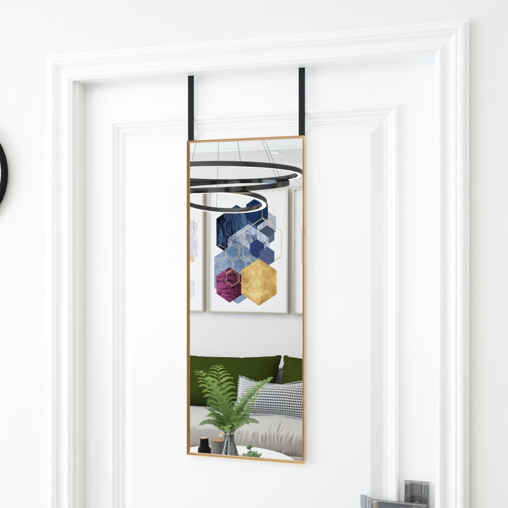 VidaXL Türspiegel 30x80 cm Glas und Aluminium goldfarben