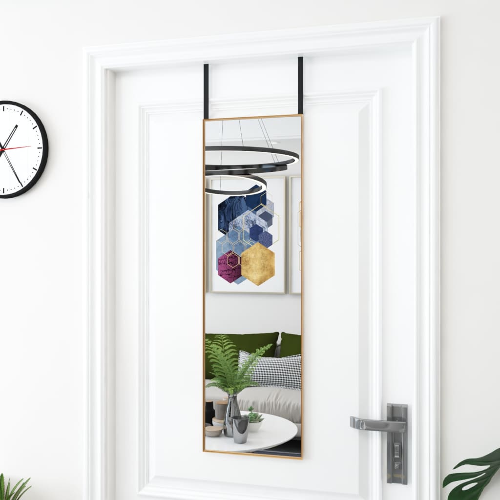 VidaXL Türspiegel 30x100 cm Glas und Aluminium goldfarben