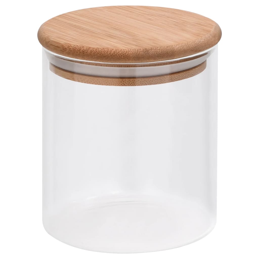 VidaXL Vorratsgläser mit Bambusdeckeln, 6 Stück, 600 ml Glas