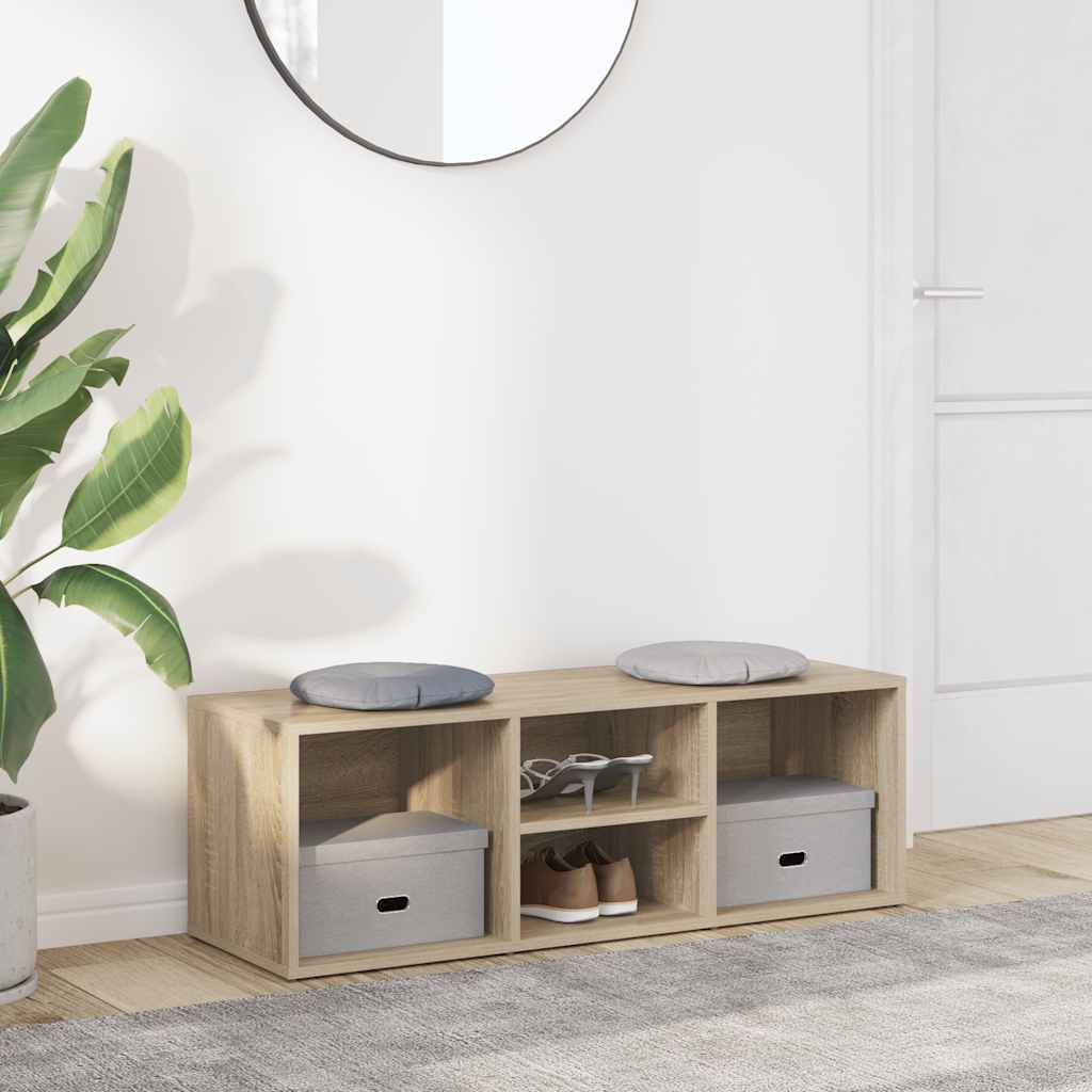 Vidaxl schoenenopbergbank 105x35x35 cm bewerkt hout sonoma eikenkleur