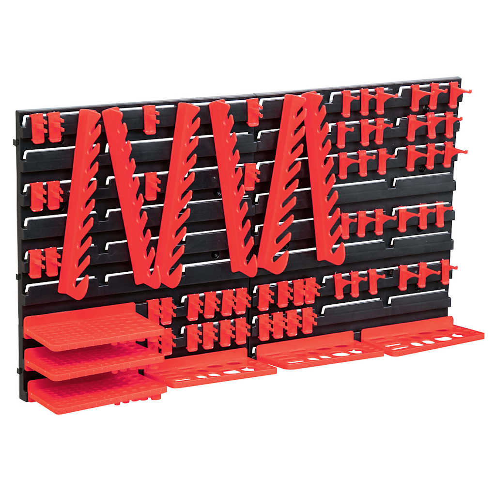 Vidaxl 71-delige opslagset met wandpanelen rood en zwart