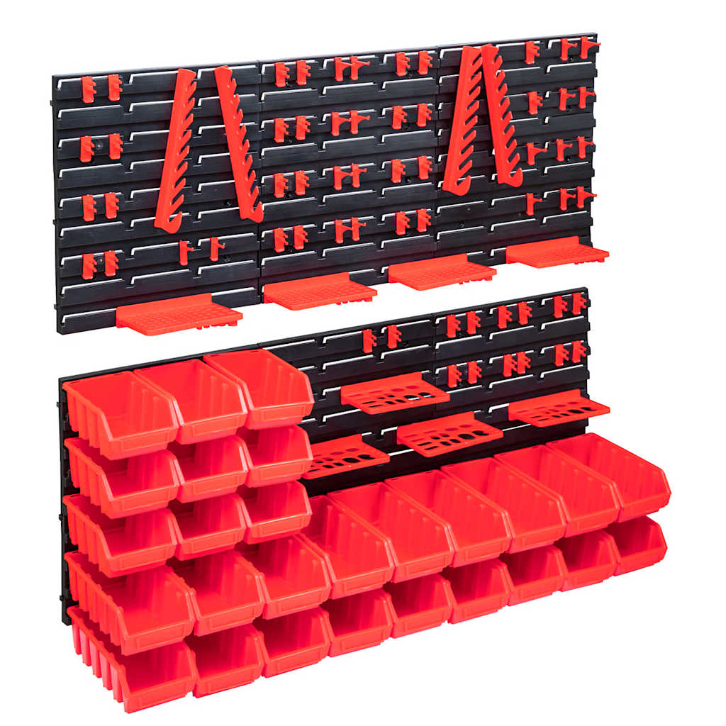 VIDAXL 103-TEIL-Speichersatz mit Wandpaneelen rot und schwarz