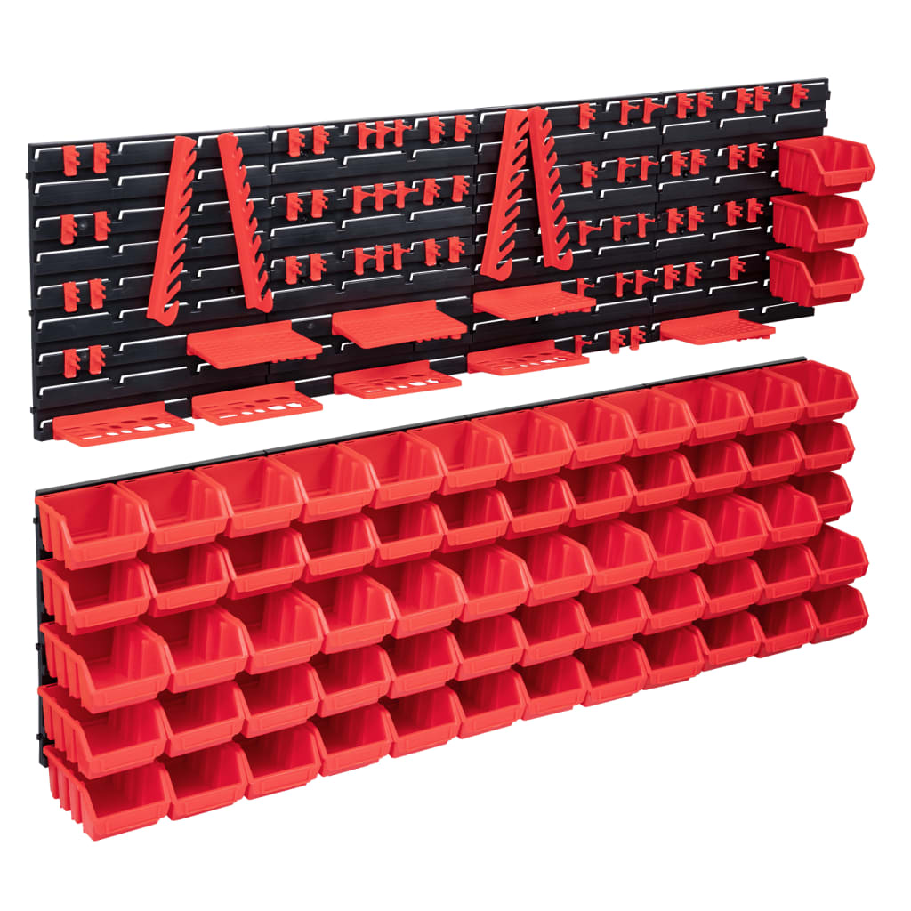 VIDAXL 141-TEIL-Speichersatz mit Wandpaneelen rot und schwarz