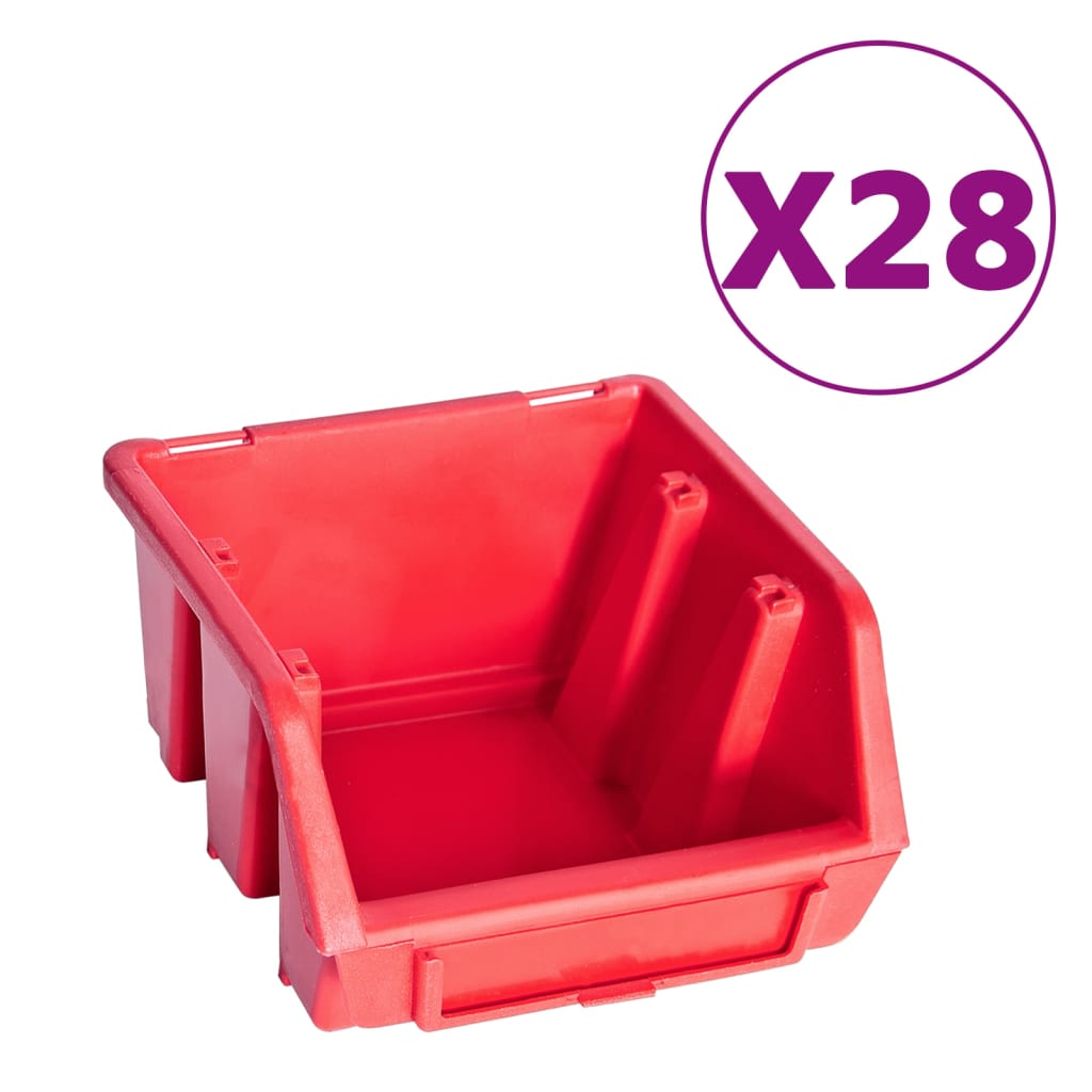 VIDAXL 141-TEIL-Speichersatz mit Wandpaneelen rot und schwarz