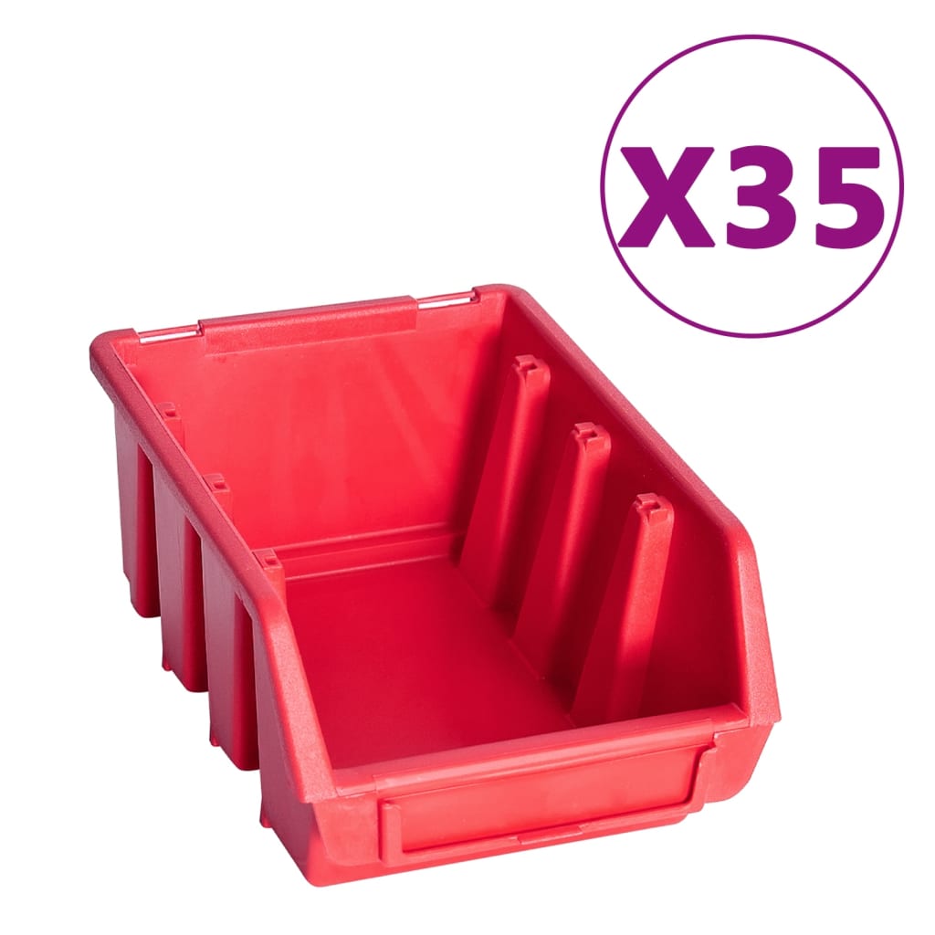 VIDAXL 141-TEIL-Speichersatz mit Wandpaneelen rot und schwarz