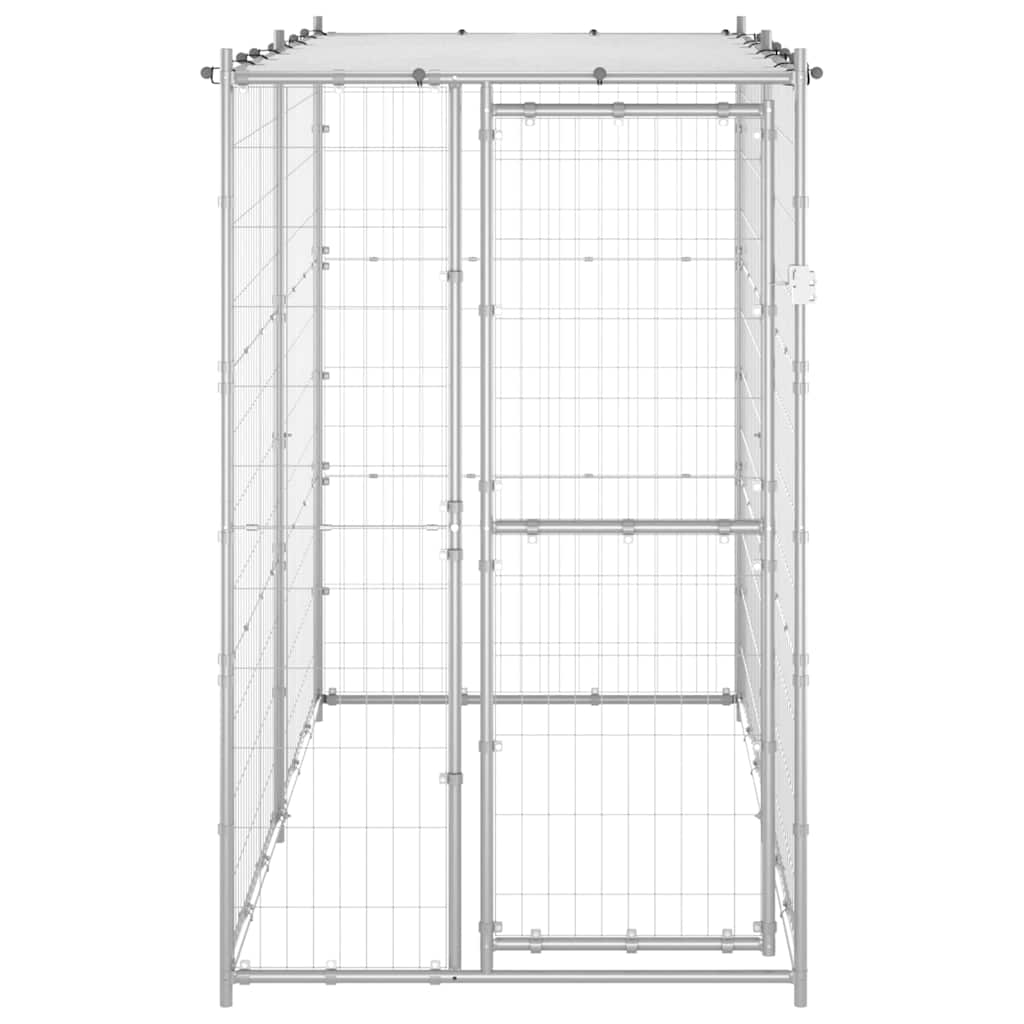 Vidaxl hondenkennel buiten met dak 110x220x180 cm gegalvaniseerd staal