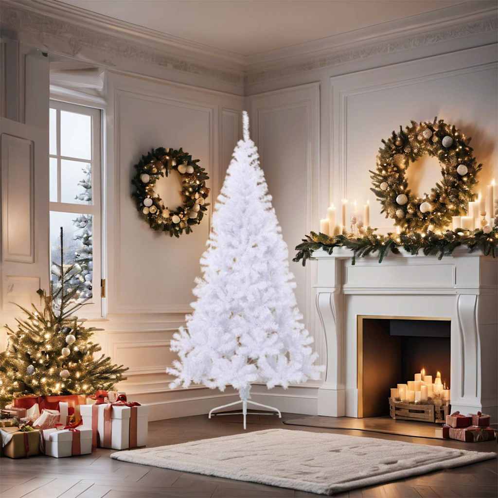 VidaXL Künstlicher Weihnachtsbaum mit Ständer, halb 180 cm, PVC, Weiß