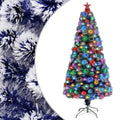 Vidaxl kunstkerstboom met verlichting 150 cm glasvezel wit en blauw