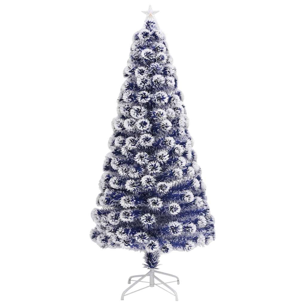 Vidaxl kunstkerstboom met verlichting 150 cm glasvezel wit en blauw