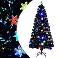 Vidaxl kerstboom met led-sneeuwvlokken 150 cm glasvezel zwart