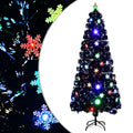 Vidaxl kerstboom met led-sneeuwvlokken 210 cm glasvezel zwart