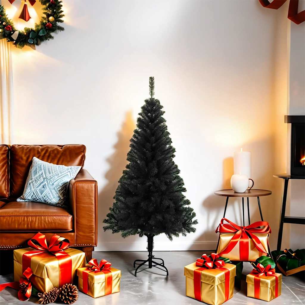Vidaxl kunstkerstboom met standaard 120 cm pvc zwart