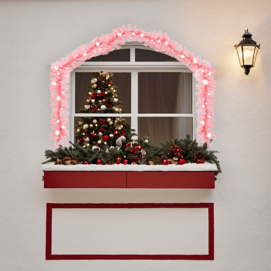 VidaXL Weihnachtsgirlande mit LED-Lichtern, 10 m, rosa