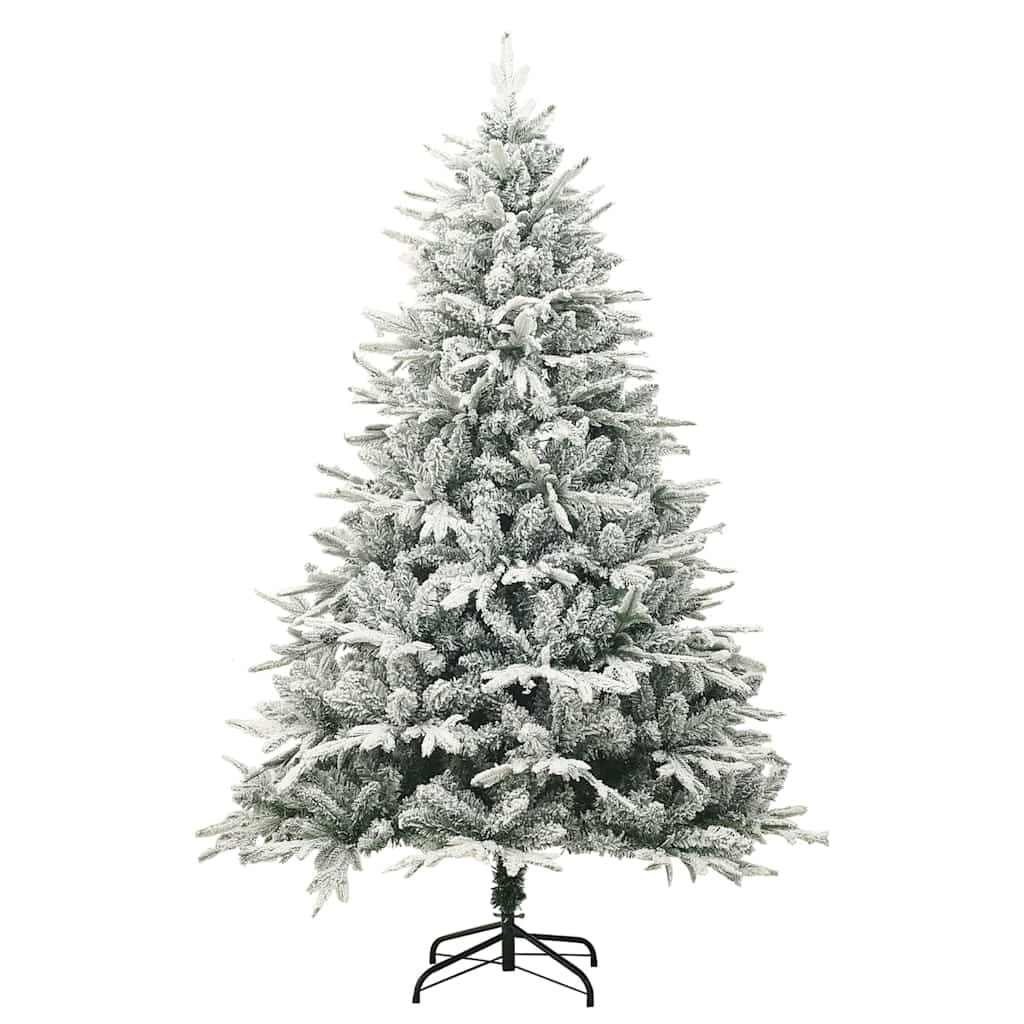 Vidaxl kunstkerstboom met sneeuwvlokken 150 cm pvc en pe groen
