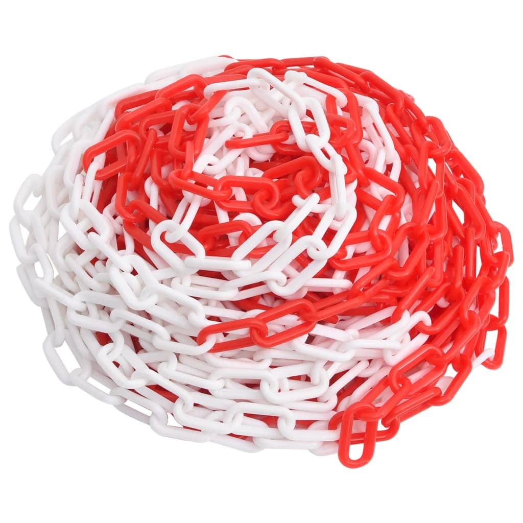 VidaXL Sicherheitskette ø 8 mm 30 m Kunststoff Rot und Weiß