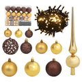VidaXL 61-teiliges Weihnachtskugel-Set mit Spitze und 150 LEDs, Gold und Bronze
