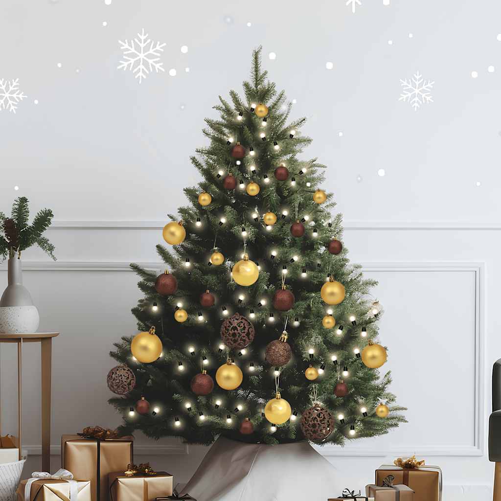 VidaXL 61-teiliges Weihnachtskugel-Set mit Spitze und 150 LEDs, Gold und Bronze