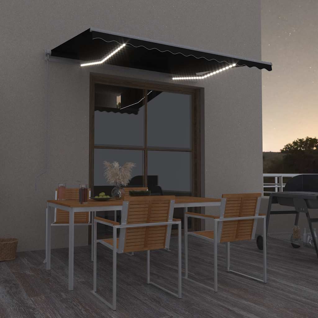 VidaXL Luifel handmatig uittrekbaar met LED 300x250 cm antracietkleur