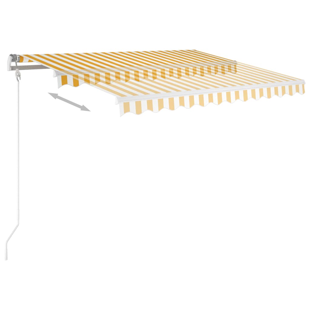VidaXL Luifel handmatig uittrekbaar 350x250 cm geel en wit