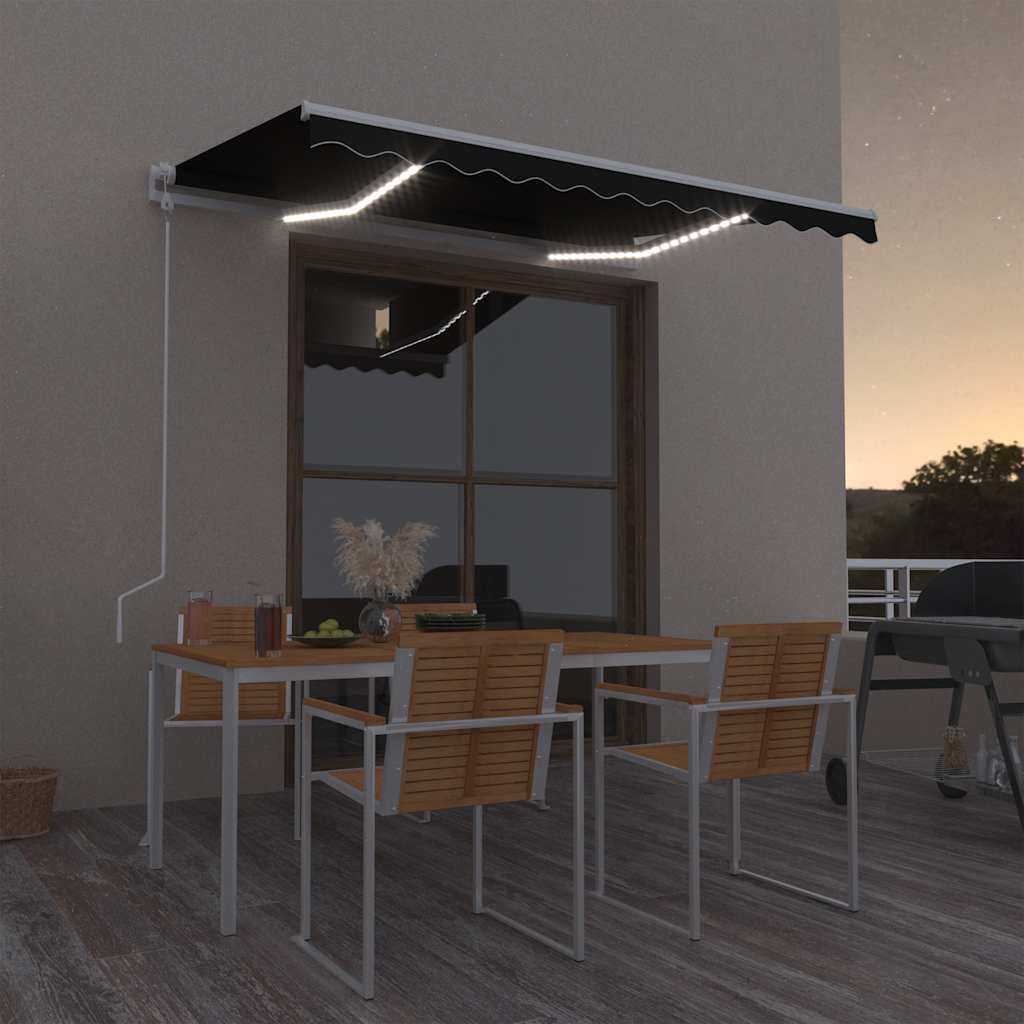 VidaXL Luifel automatisch met LED en windsensor 350x250 cm antraciet