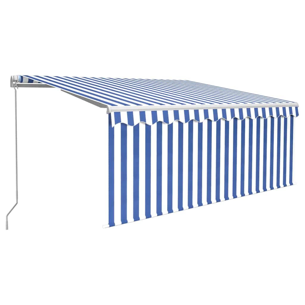 VidaXL Luifel handmatig uittrekbaar met rolgordijn 3x2,5 m blauw wit