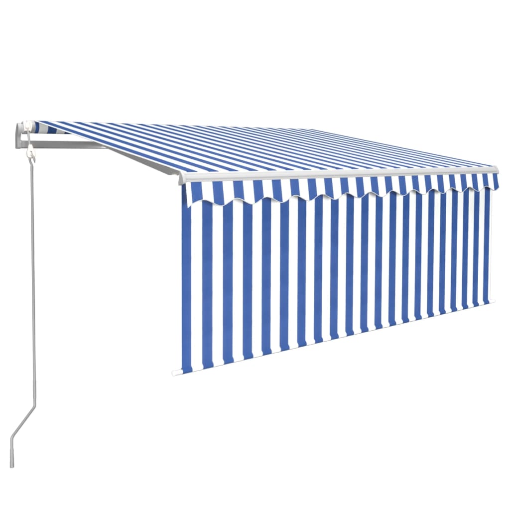 VidaXL Luifel automatisch uittrekbaar met rolgordijn 3x2,5 m blauw wit