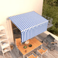VidaXL Luifel automatisch uittrekbaar met rolgordijn 3x2,5 m blauw wit