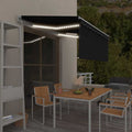 VidaXL Luifel met rolgordijn, LED en windsensor 3,5x2,5 m antraciet
