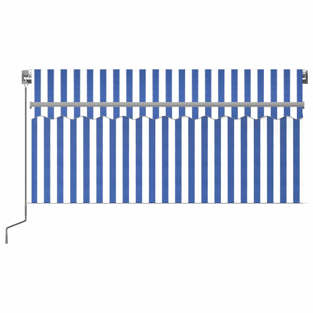 Vidaxl luifel handmatig uittrekbaar rolgordijn led 3,5x2,5 m blauw wit