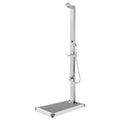 Vidaxl buitendouche met grijze basis 225 cm roestvrij staal