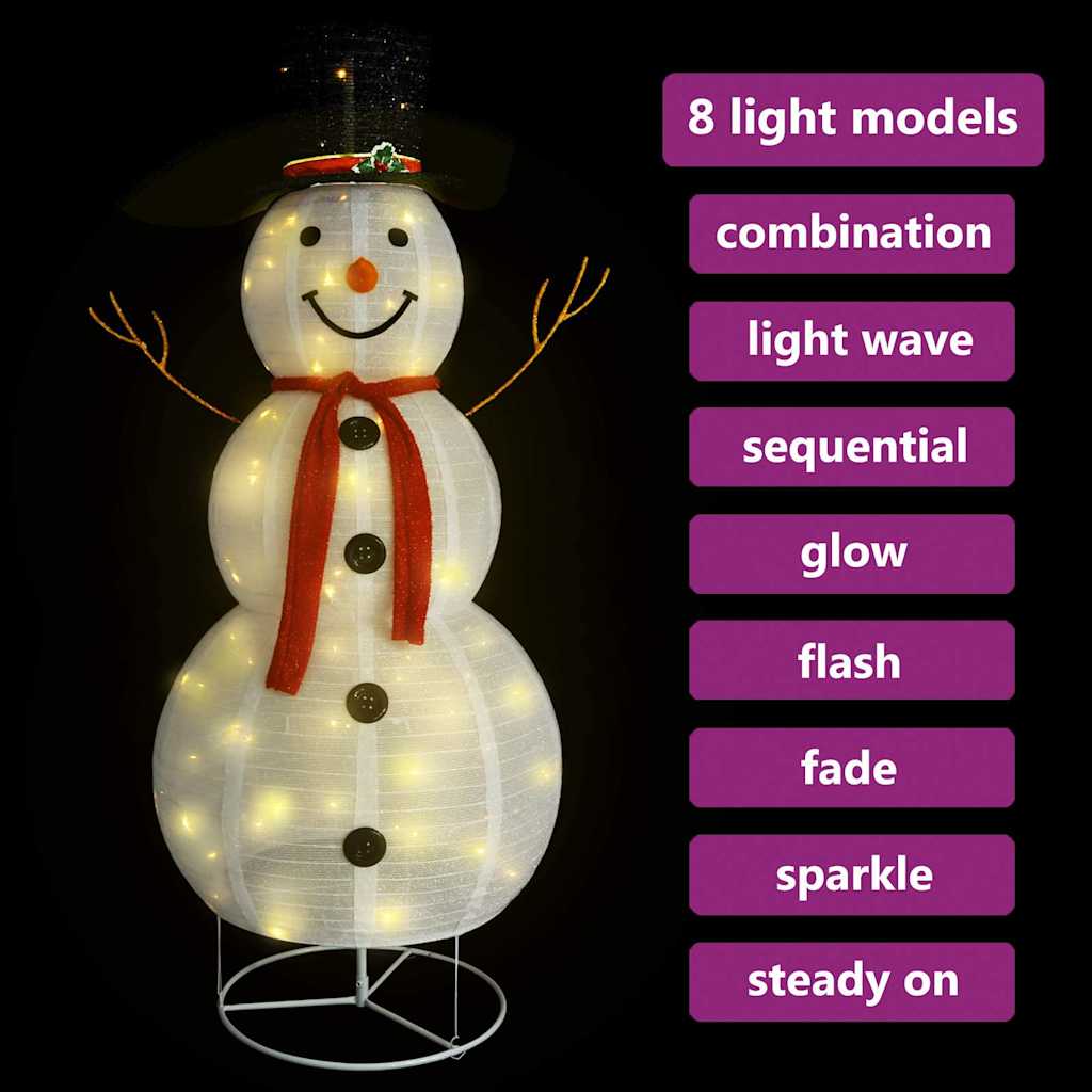 VidaXL Dekorativer Schneemann mit LED-Beleuchtung, 180 cm, Luxusstoff