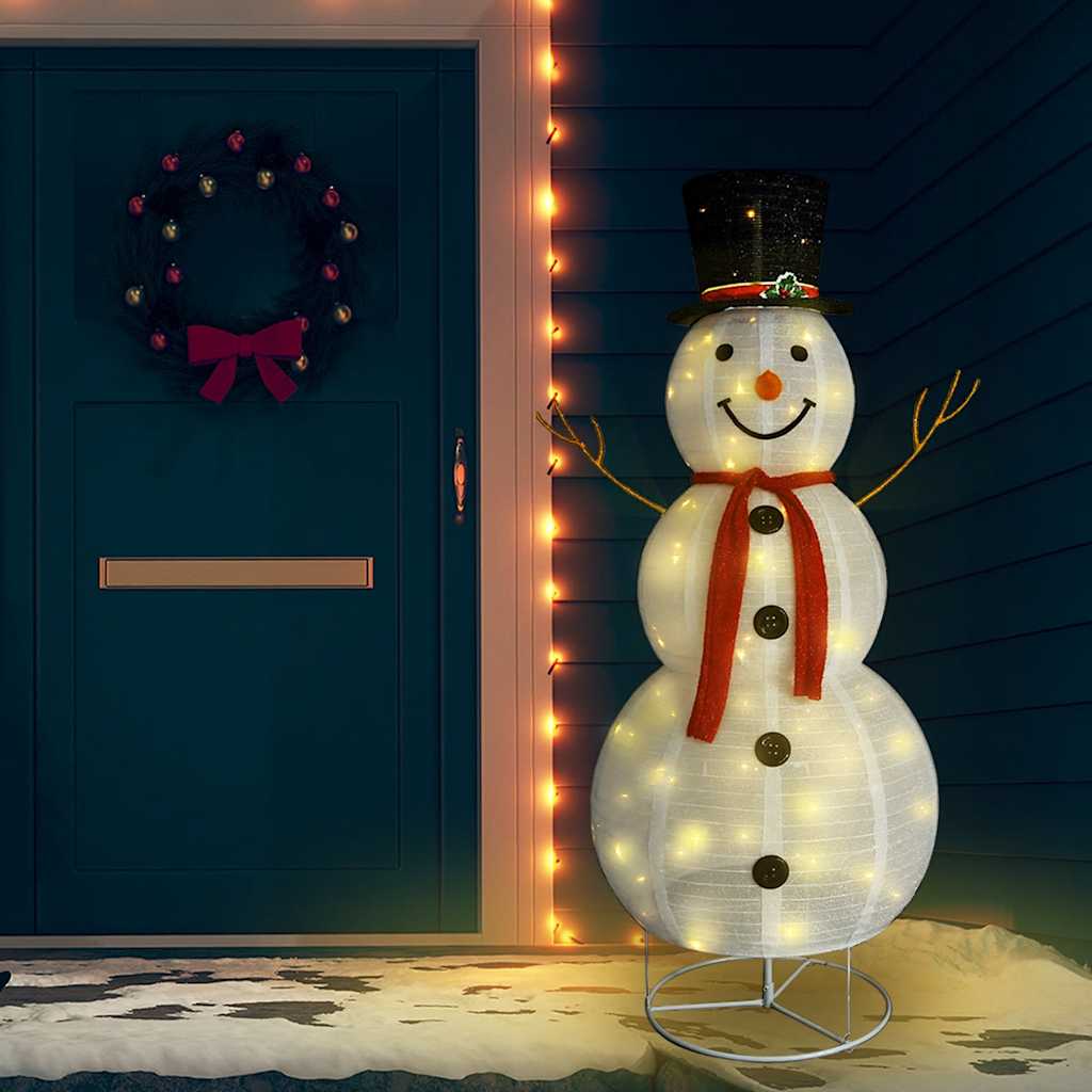 VidaXL Dekorativer Schneemann mit LED-Beleuchtung, 180 cm, Luxusstoff