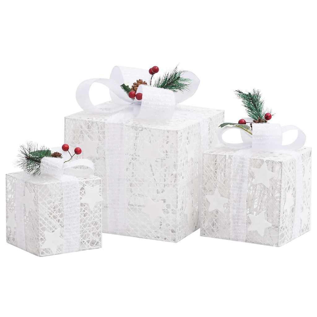 Vidaxl kerstdecoratie geschenkdozen 3 st binnen buiten wit