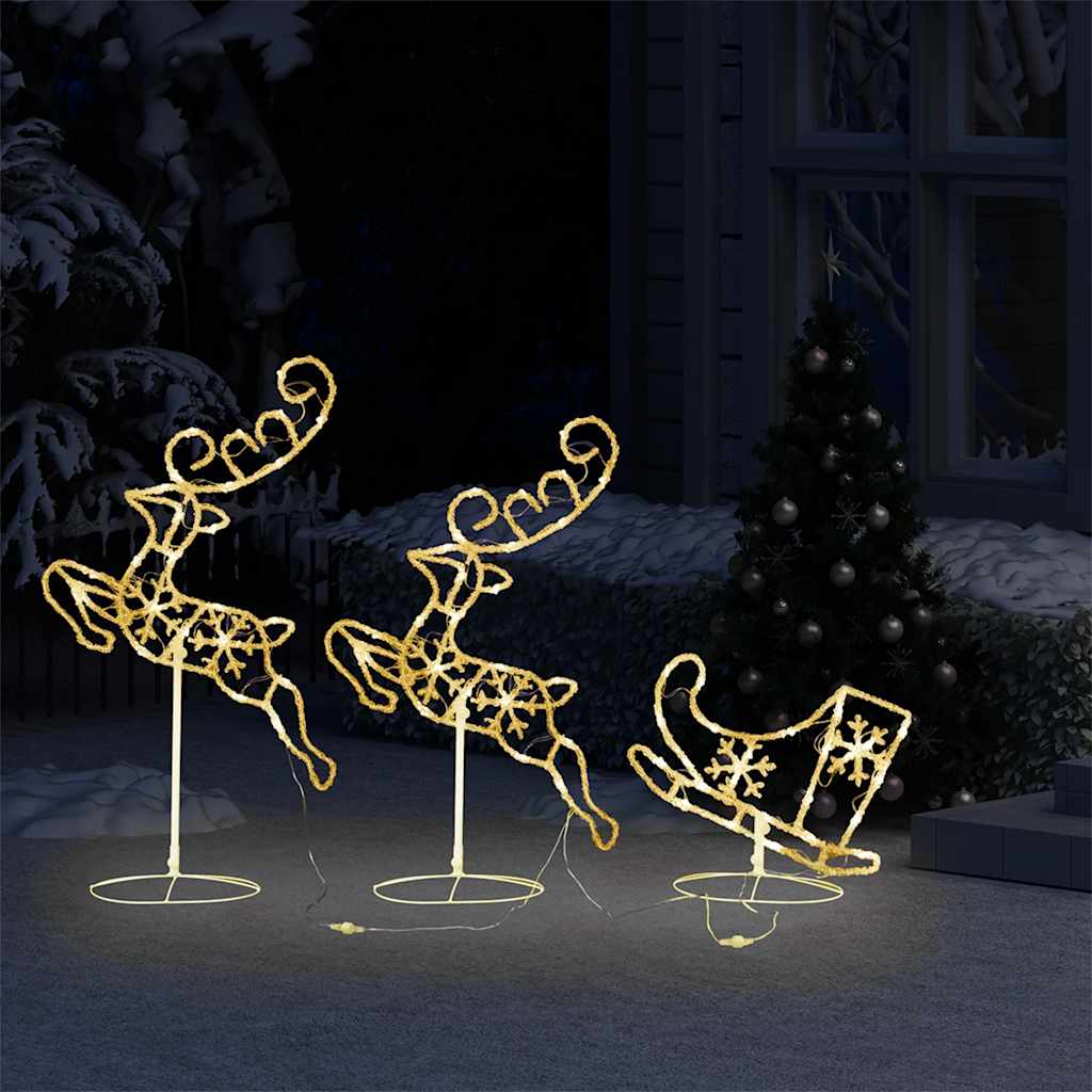 VIDAXL Weihnachtsdekoration Rentier und Schlitten 260x21x87 cm Acryl warmweiß