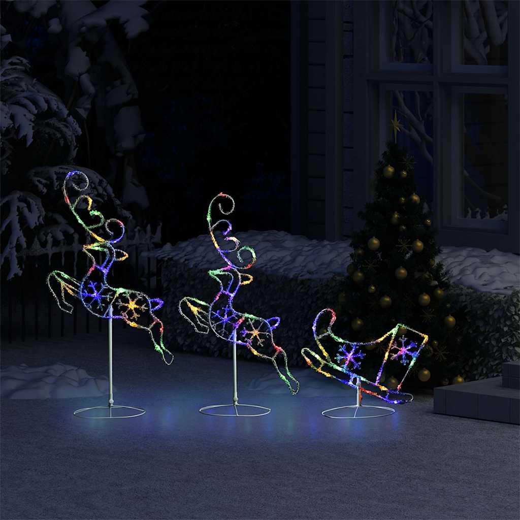 Vidaxl kerstdecoratie rendieren en slee 260x21x87 cm acryl meerkleurig