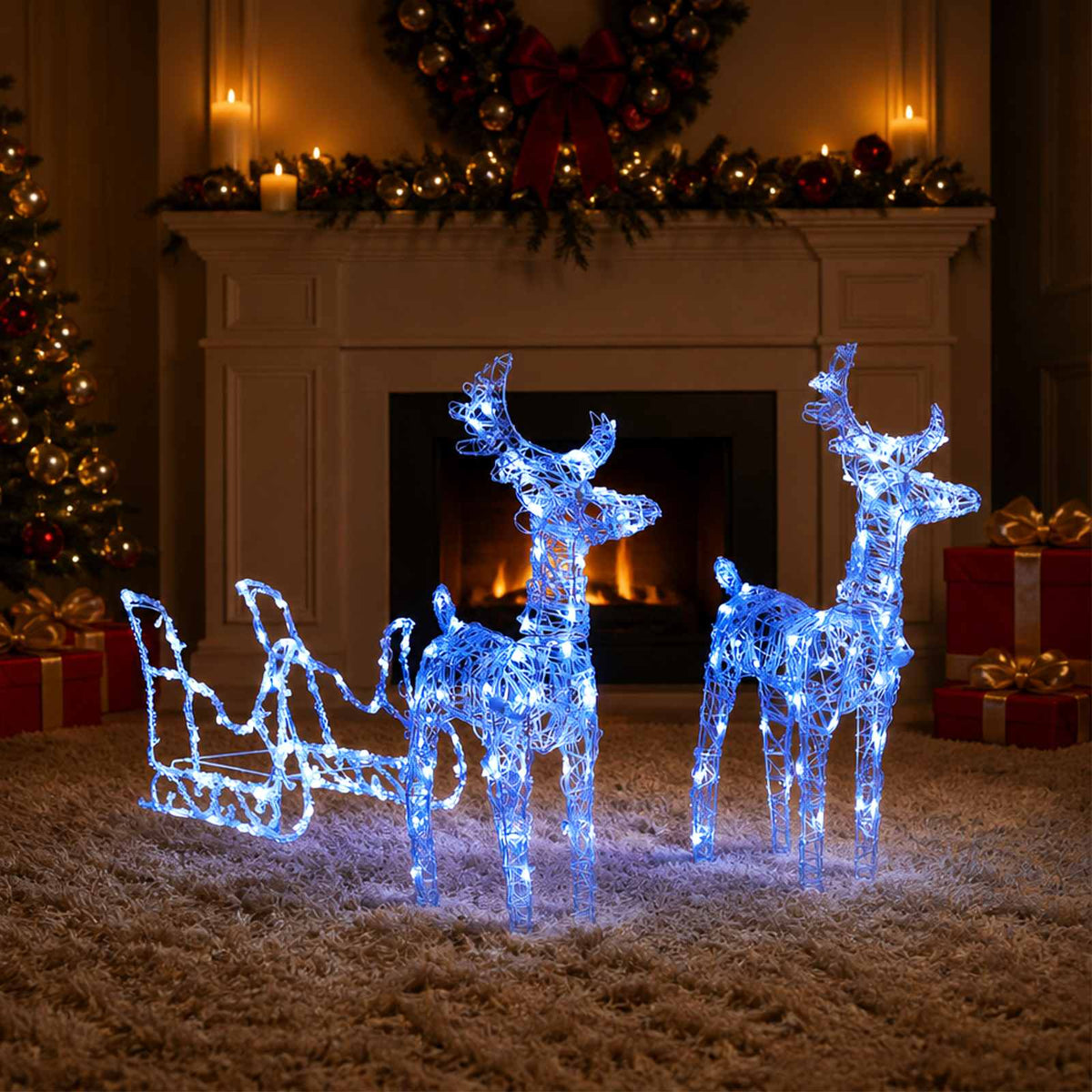 Vidaxl kerstversiering rendieren en slee 160 led's 130 cm acryl