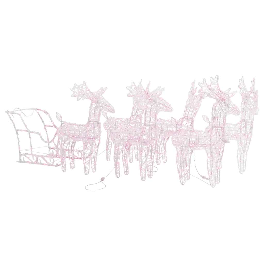 Vidaxl kerstdecoratie rendieren en slee 280x28x55 cm acryl