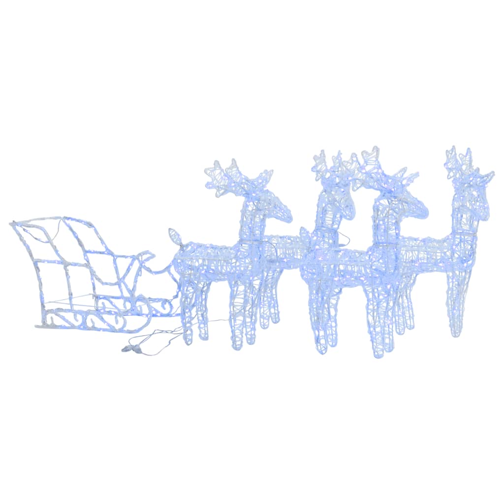 Vidaxl kerstdecoratie rendieren en slee 280x28x55 cm acryl