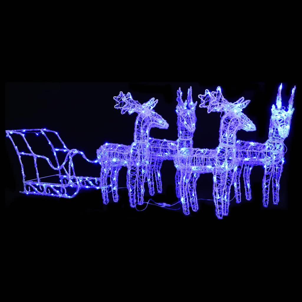 Vidaxl kerstdecoratie rendieren en slee 280x28x55 cm acryl