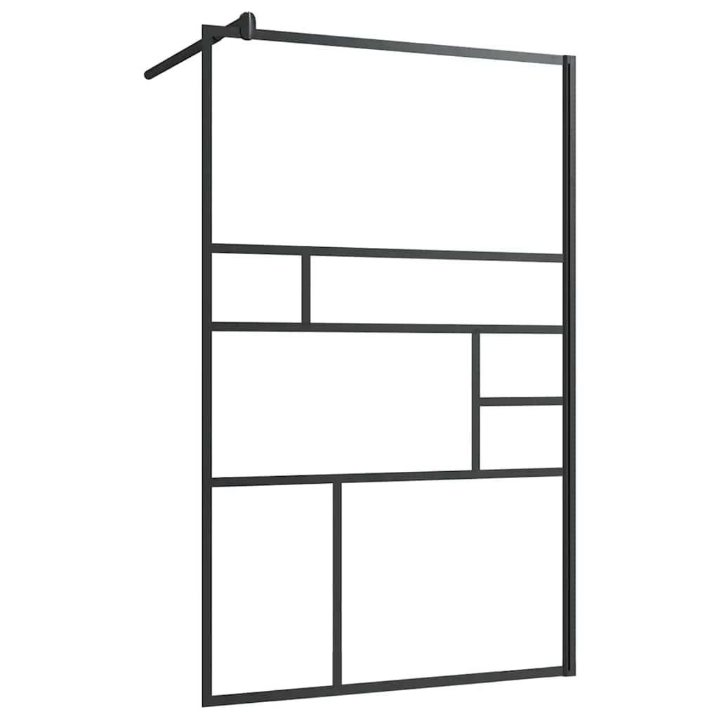 VidaXL Begehete Duschwand 100x195 cm ESG-Glas transparent und schwarz