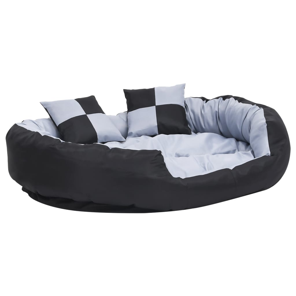 VidaXL Hundekissen, wendbar und waschbar, 110 x 80 x 23 cm, Grau und Schwarz