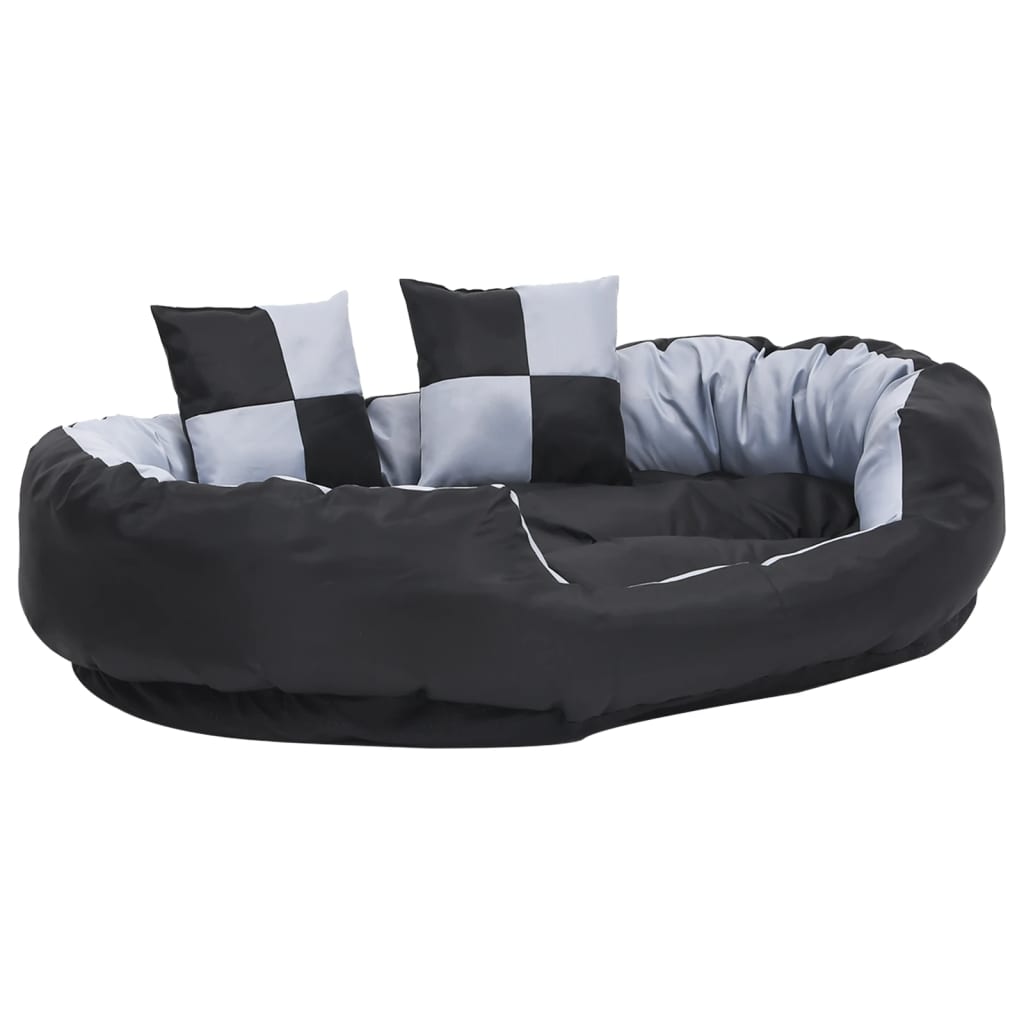 VidaXL Hundekissen, wendbar und waschbar, 110 x 80 x 23 cm, Grau und Schwarz