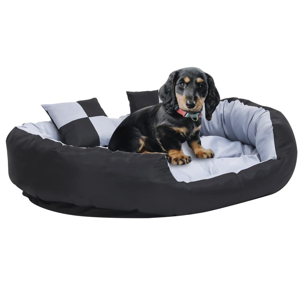 VidaXL Hundekissen, wendbar und waschbar, 110 x 80 x 23 cm, Grau und Schwarz